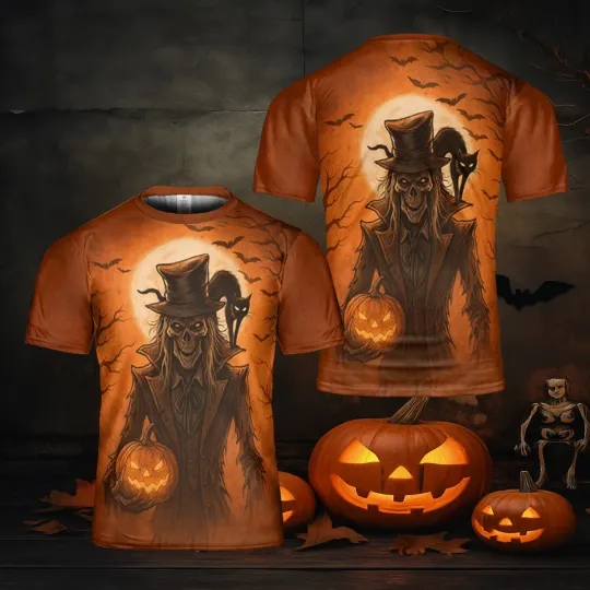 Discover Jack-O’-Lantern Reaper Halloween All-Over Print T-Shirt