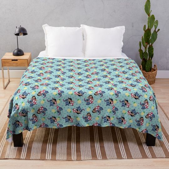 Stitch Throw Blanket Warm Cozy Fleece for Bedroom and Living Room