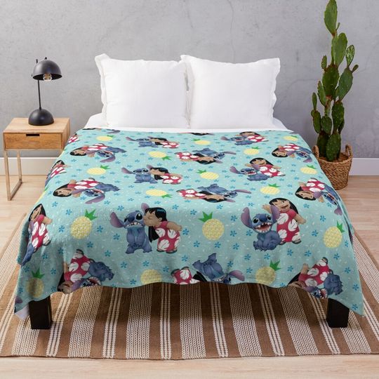 Discover Lilo & Stitch Pineapple Pattern Throw Blanket