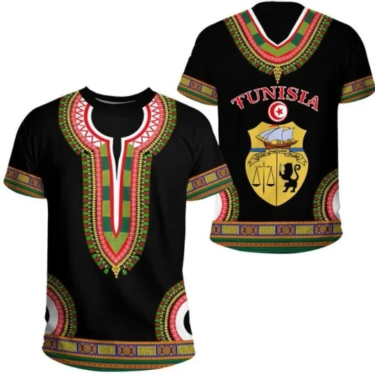 Discover 3D Printed Tunisia T Shirt For Men Coat Of Arms, tshirt made in USA
