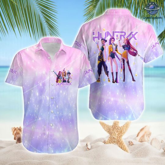 Huntrix Girl Demon Hunters Hawaiian Shirt, Kpop Demon Hunters Huntrix Shirt, Huntrix Kpop Movie Hawaii Shirt, Mira Rumi Joey Demon Hunters