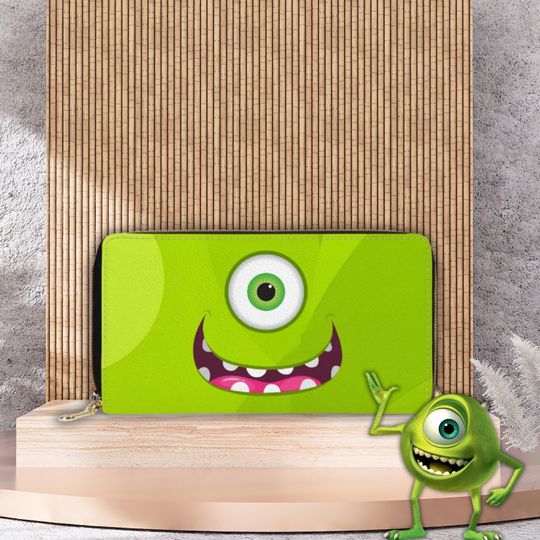 Discover Mike Wazowski Inspired Wallet, Women's Green Monster Zipper Clutch, Sully Zipper Purse, Ladies Monsters Inc. Wallet