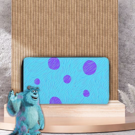 Discover Sully Inspired Wallet, Women's Blue Furry Monster Print Zipper Clutch, Small Zipper Purse, Ladies Monsters Inc. Wallet