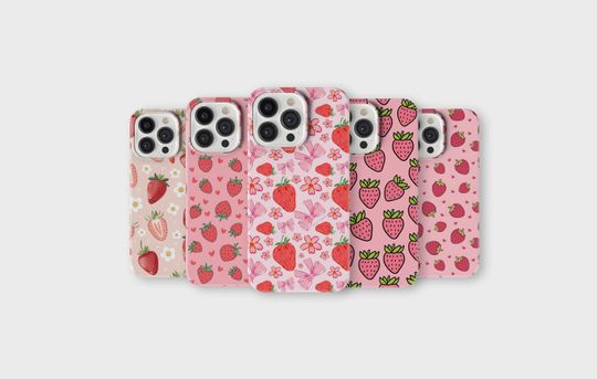 Discover Strawberry Phone Case Cute Fruits Phone Cover for iPhone 16 Pro Max 15 14 13 12 11 Plus Samsung S25 Ultra S24 S23 S22 S21 S20 FE A16 A56