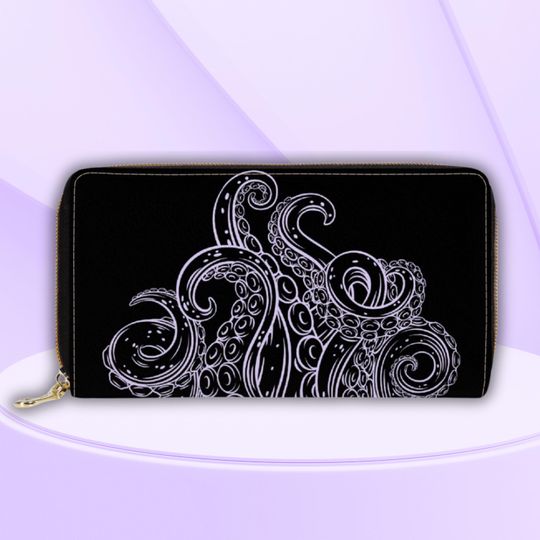 Discover Ursula Inspired Wallet, Women's Little Mermaid Zipper Clutch, Small Ursula Zipper Purse, Disney Villain Ladies Wallet