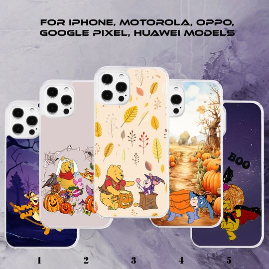 Discover Winnie The Pooh Halloween Fall Autumn Phone Case for iPhone, Motorola, Google Pixel, Oppo