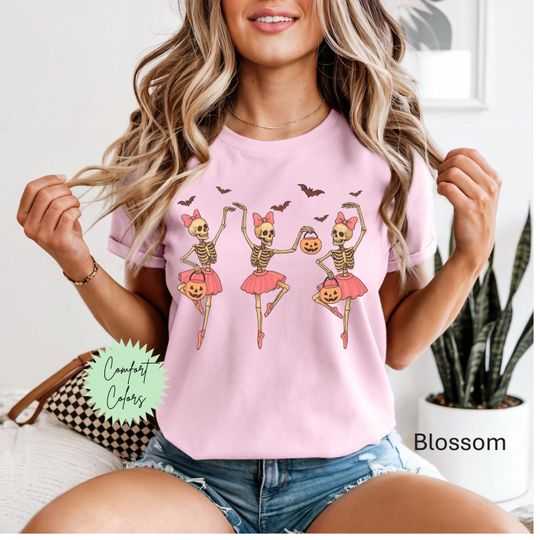 Discover Ballerina Skeletons, Skeleton Dance Shirt, Pink Skeleton Shirt, Dancing Skeleton, Ballet Shirt, Dancing Skeleton Tee, Summer Skeleton Shirt