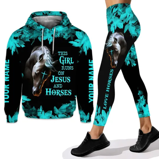 Discover Personalized This Girl Runs On Jesus And Horses Hoodie And Leggings