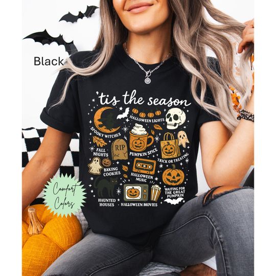 Discover Halloween Doodles Shirt, Retro Halloween, Spooky Vibes, Halloween Shirt, Spooky Season, 90s Halloween, Halloween Doodle, Halloween Shirts