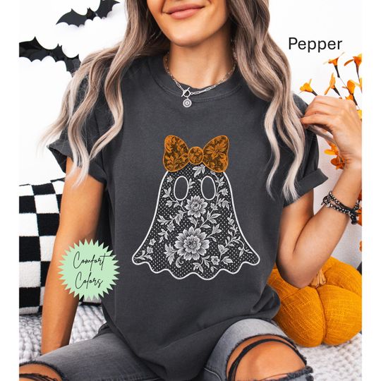Discover Lace Ghost Shirt, 90s Halloween, Halloween Coquette Bow, Boho Halloween Shirt, Boho Ghost Shirt, Girly Halloween, Plus Size Halloween