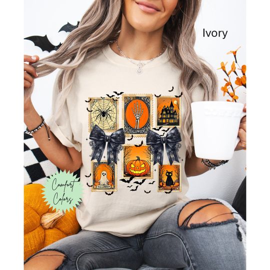 Discover Coquette Halloween Shirt, Retro Halloween Comfort Colors, Girly Halloween, Pumpkin Skeleton, Halloween coquette, Spooky Season Shirt