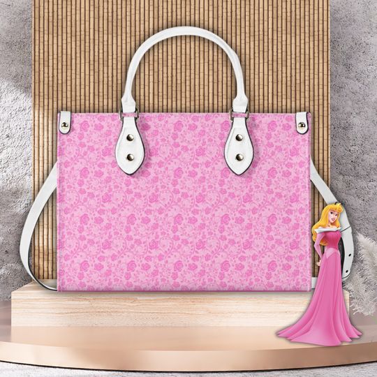 Sleeping Beauty Leather Handbag, Pink Floral Fashion Shoulder Bag
