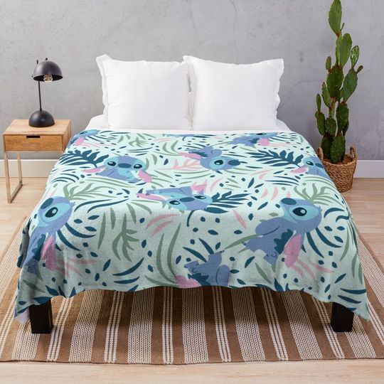 Discover Cute Stitch Seamless Pattern Throw Blanket