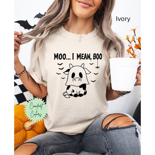 Discover Cute Cow Halloween Shirt, Moo...I Mean Boo Halloween Shirt, Cow Halloween Shirt, Halloween Cow Shirt, Cow Ghost Halloween Shirt, Cow Ghost