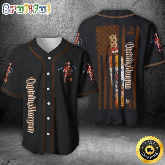 Discover Captain Morgan US Flag Baseball Jersey Sunny Shirt