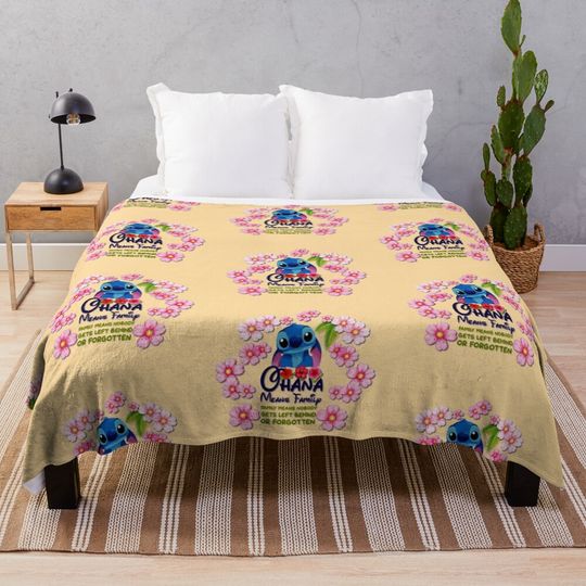 Stitch | Ohana means family Throw Blanket