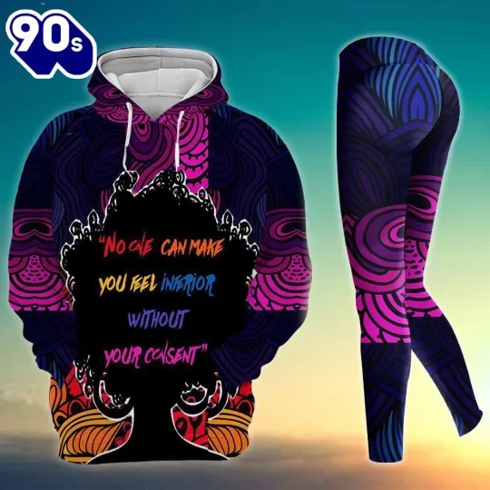Discover Black Girl African American All Over Print Leggings Hoodie Set Outfit For Women