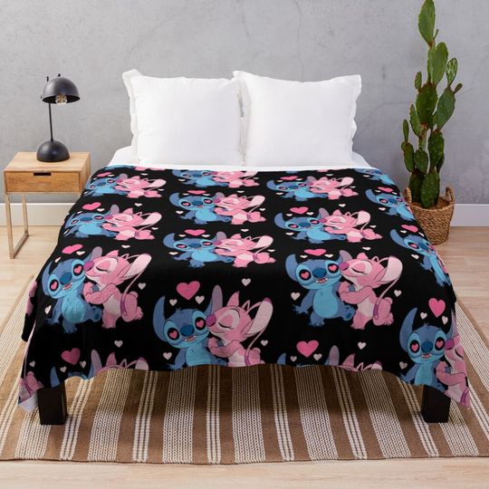 Discover Lilo & Stitch Love Couple Throw Blanket