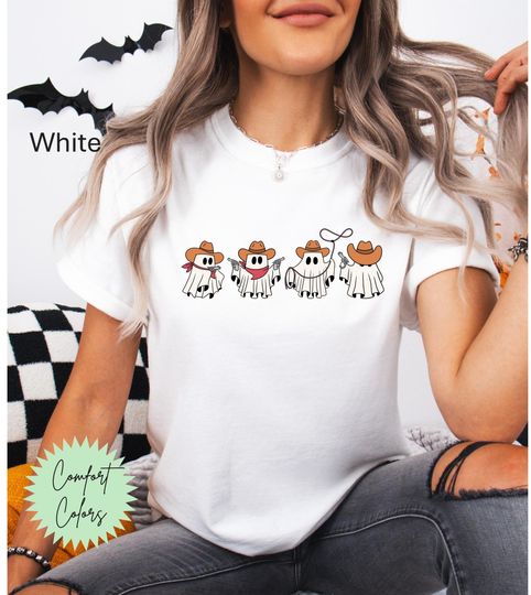 Discover Cute Western Ghost Showdown Shirt, Cowboy Ghost Shirt, Halloween Cowboy Ghost, Scary Cute, Cute Ghost Shirt