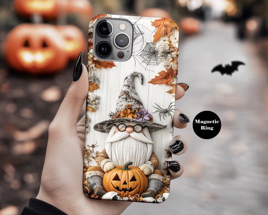 Halloween Gnome Witch MagSafe Phone Case | Spooky Pumpkin Autumn Cover for iPhone 16 15 14 Series, Galaxy S25, Pixel 9 Pro iPhone 17