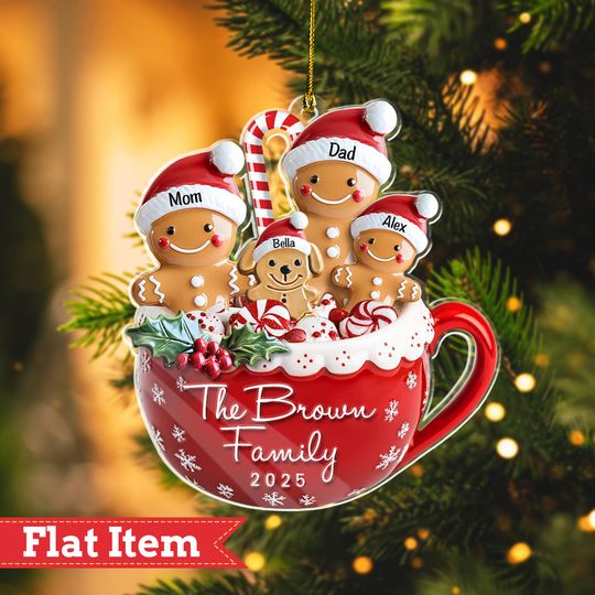 Discover Personalized Gingerbread Family Ornament 2025, Family Christmas Ornament with Pets, Family Christmas Gift, Christmas Decoration, Xmas Gift