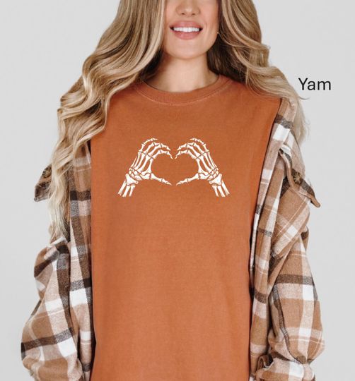 Discover Heart Skeleton Hand Shirt, Pumpkin Skeleton Tee, Funny Skeleton Shirt, Skeleton Hand Shirt, Stay Spooky Halloween Shirt, Skeleton Hands