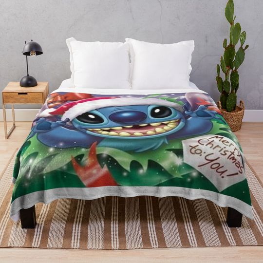 Stitch and lilo merry christmas Throw Blanket