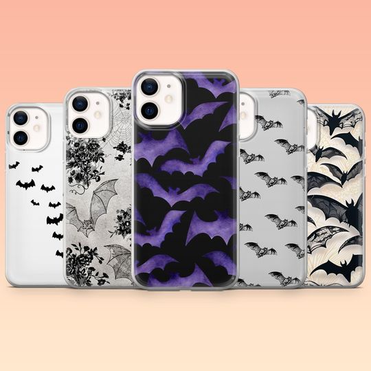 Discover Bat Phone Case Gothic Halloween Vampire Spooky Cover iPhone 16 16e 15 14 13 12 Samsung S25 S25 Edge S24 S23FE S22 A16 A56 Pixel 9Pro 8A 9A