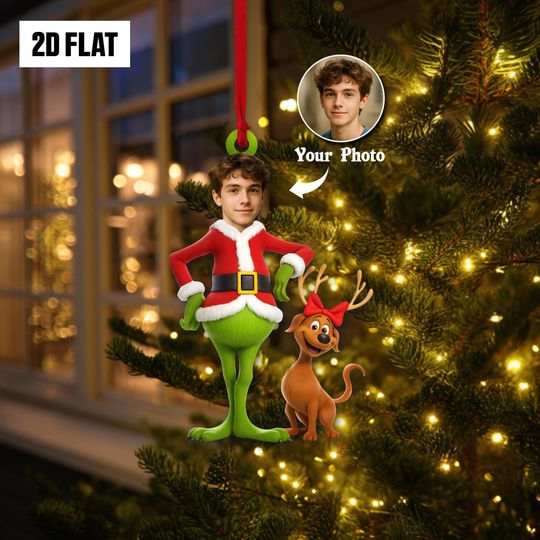 Discover Personalized funny character Christmas 2D Acrylic Ornament, Custom Kid's Face funny character Ornament, Custom Funny Face, Christmas Gift for Kids, Family