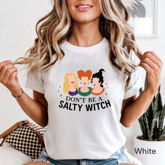 Discover Dont Be A Salty Witch Shirt, Funny Halloween Shirt, Witch Shirt, Spooky Season Tee, Retro Witch Shirt
