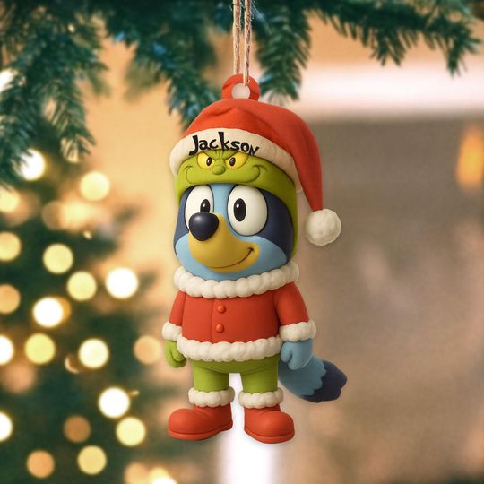 Discover Personalized BlueyDad funny character 2D Flat Acrylic Ornament, Custom Name Christmas Tree Ornament, Xmas Home Decor, Xmas Gift for Daughter, Son, Kid