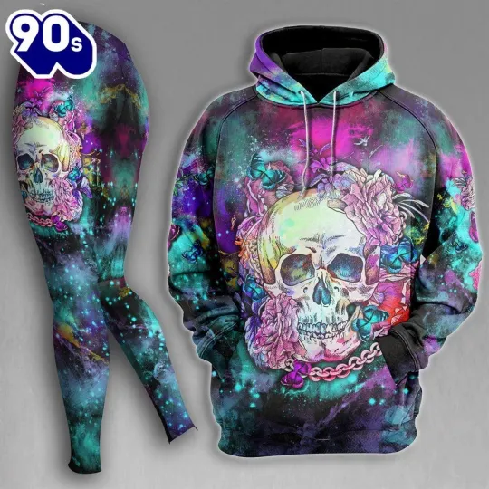 Discover Chain Skull Rose Colorful Combo Hoodie And Leggings - Musicdope90s