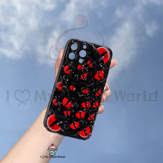 Discover Halloween Decor Creepy Red Eyes Cream Case for iPhone 17 16e 16 15 14 13 12 Pro Max,Samsung A56 S25 Edge S24,Google Pixel 8 9 9A 10 Pro Case