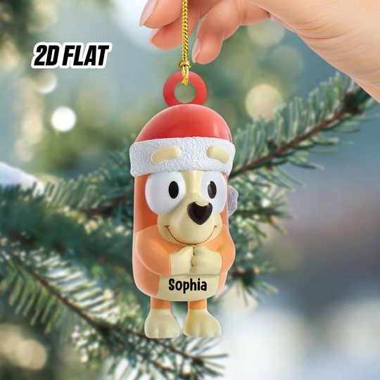 Discover Personalized BlueyDad 2D Flat Acrylic Ornament, Custom Name Christmas Tree Ornament, Xmas Home Decor, Xmas Gift for Daughter, Son, Kid