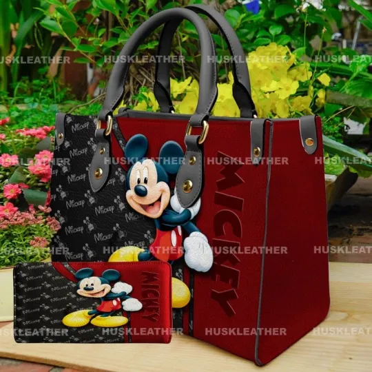 Discover Personalized Disney Mickey Mouse Cartoon Leather Bag Handbag,Mickey Woman Purse,