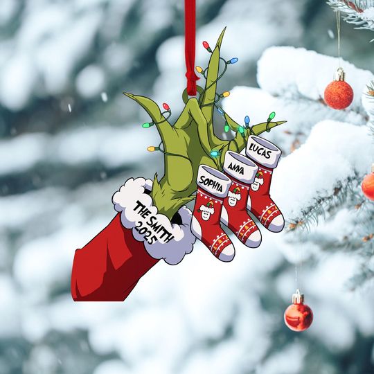 Personalized funny character 2D Flat Acrylic Ornament, Custom Family Name Christmas Tree Ornament, funny character Xmas Home Decor, Christmas Gift for Family