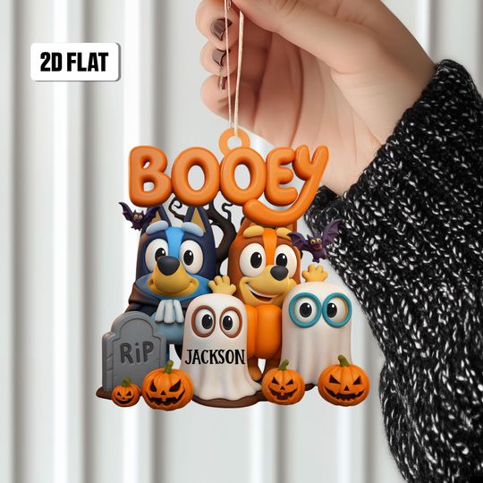 Discover Personalized BlueyDad 2D Flat Acrylic Ornament, Custom Name Halloween Christmas Ornament, Xmas Home Decor, Xmas Gift for Daughter, Son, Kid