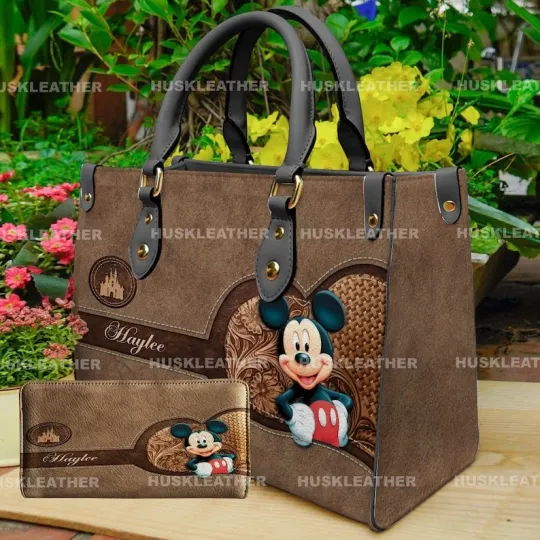 Discover Personalized Mickey Mouse Disney Cartoon Leather HandBag Handbag, Mickey Handbag