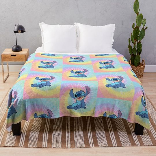 Colorful Stitch sitting Graphic Throw Blanket