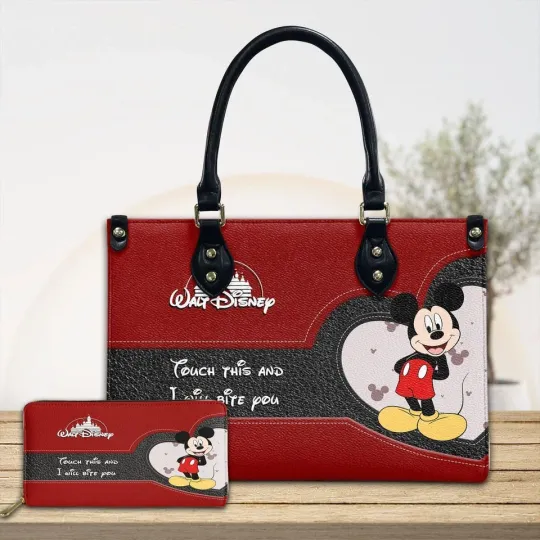 Discover Mickey Mouse Leather Handbag, Disney Travel Bag