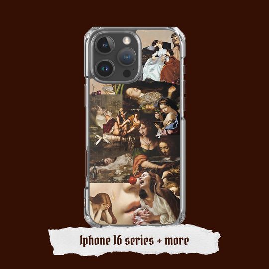 Discover iPhone 16 Phone Case, Autumn Fall Coquette Cover, Dark Witchy Aesthetic Painting, Feminist Cover For iPhone 16, iPhone Pro Max, Plus, 14, 15