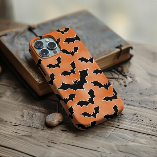 Discover Halloween Tough Phone Case for iPhone & Samsung S Series - Flying Bats Pattern Design