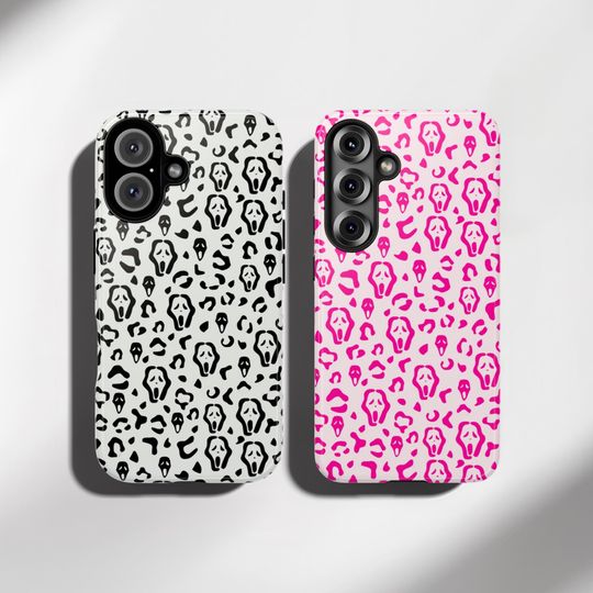 Skull Leopard Pattern Phone Case, Halloween Phone Cover for iPhone 16 15 14 13, Fall Phonecase for Samsung Galaxy S24 S23 S22, Google Pixel