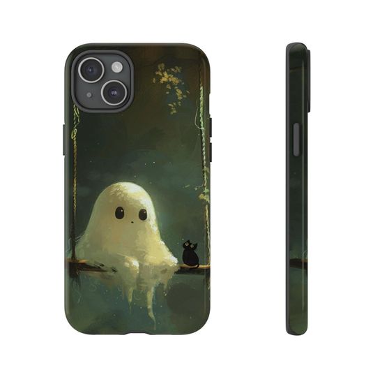 Discover Ghost Phone Case Funny Cat Phone Case Spooky Painting Phonecase iPhone 16 15 14 13 12 11 Pro Max Plus Samsung S23 S25 S24 Pixel 8 9 Cover