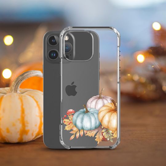 Fall Pumpkin Phone Case in Clear - Autumn Phone Case - Halloween - iPhone 16 Pro Max 15 Plus 14 Pro 13 12 mini 11 Samsung S25 Ultra S24 S23