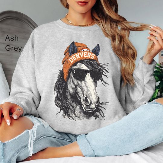 Denver Broncos Mascot Sweatshirt, Cute Football Sweatshirt, Gameday Sweatshirt, Coquette Gameday, Football Sweatshirt