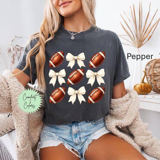 Discover Coquette Football, Retro Football Shirt, Cute Football Shirt, Gameday Shirt, Sunday Football, Football Bow Shirt, Touchdown Shirt