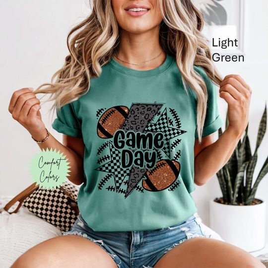 Discover Checkered Football, Gameday Shirt, Football Season Tee, Retro Football Shirt, Coquette Football, Leopard Football