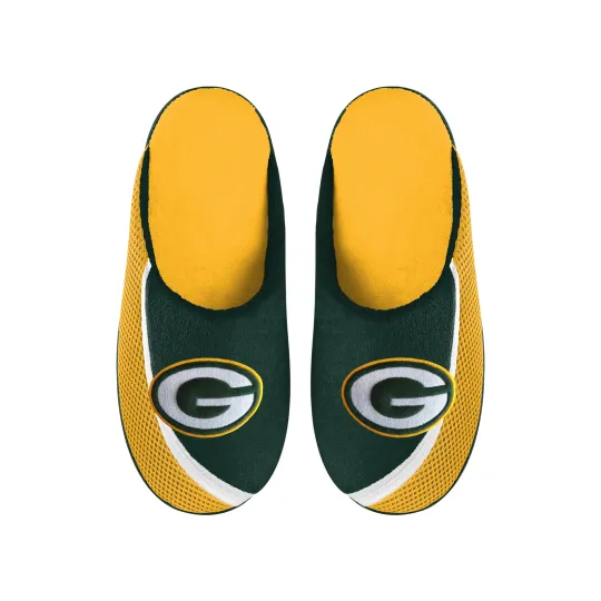Discover Green Bay Football Team Packers Big Logo Color Edge Slippers, Gift for Fan