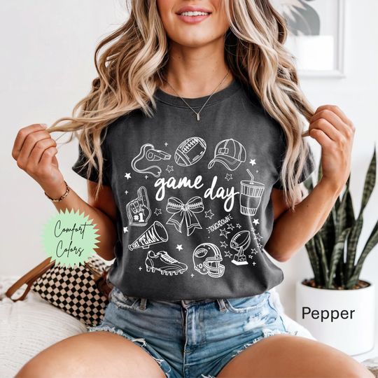 Discover Football Doodle Shirt, Gameday Shirt, Football Season Tee, Sunday Football, Retro Football Shirt, Cute Football Shirt, Touchdown Season